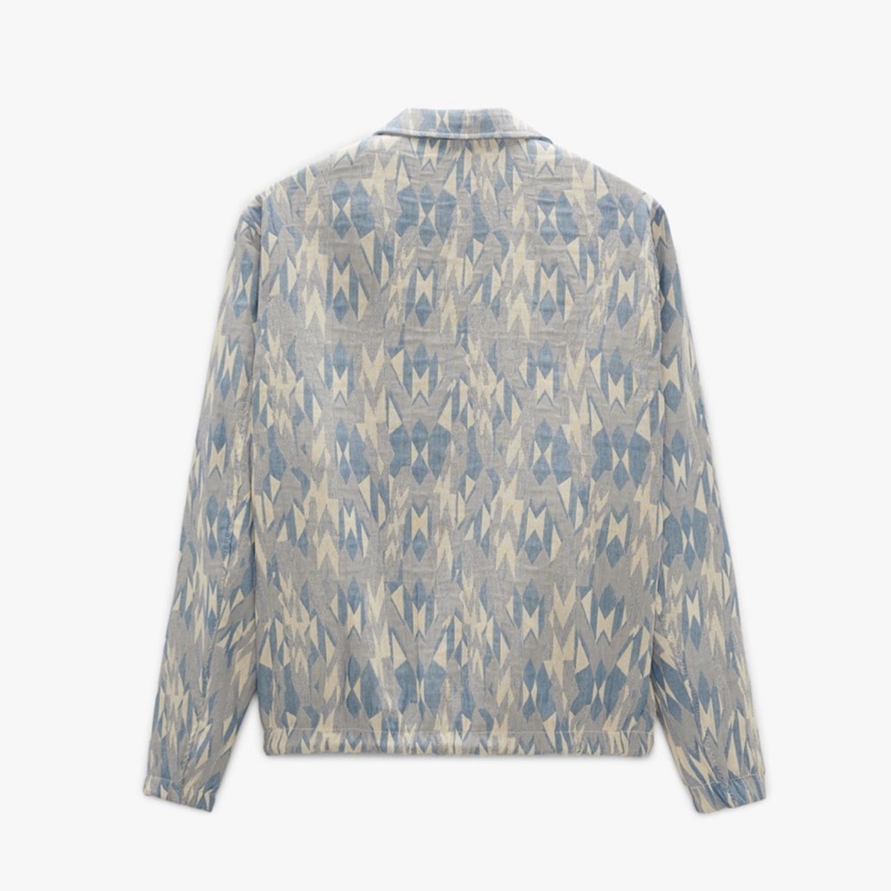 ZARA Men's Blue Patterned Jacket - Picture 3 of 16